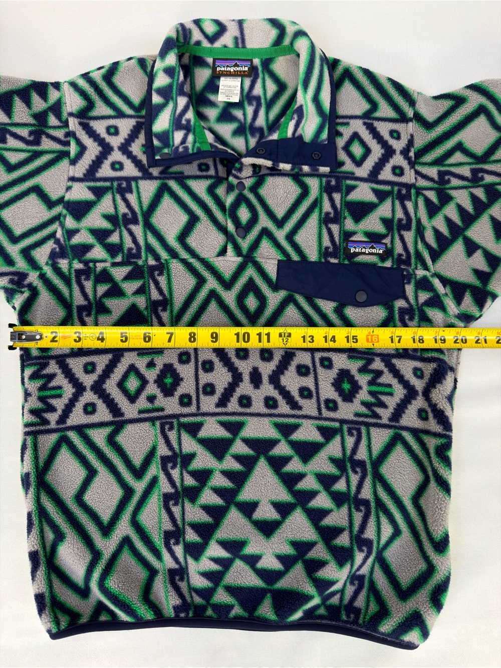 Patagonia Synchilla Snap-T Men’s XS Gray Green Aztec Fleece Pullover - Picture 7 of 13